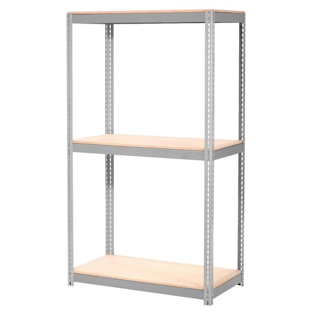 Global Industrial 3 Shelf, Extra Heavy Duty Boltless Shelving, Starter, Solid Deck, 36inW x 12inD x 84inH 785555GY